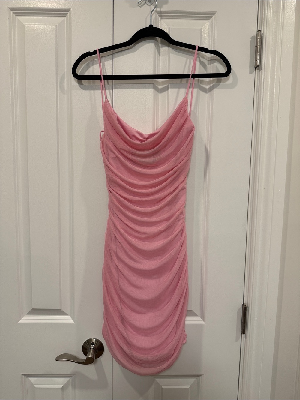 Forever 21 Pink Ruched Cowl Neck Mini Dress
